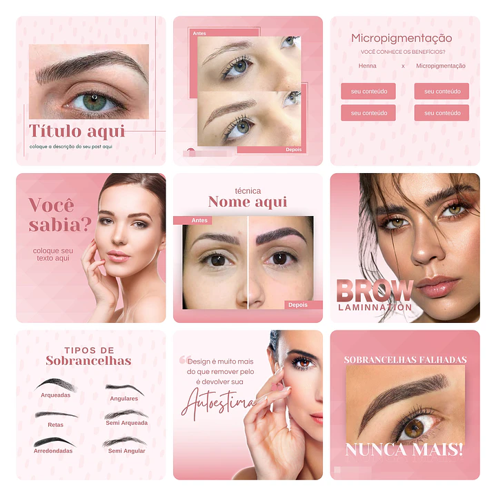 Pack Canva Micropigmentação Template Editável 50 Artes + Bônus 1