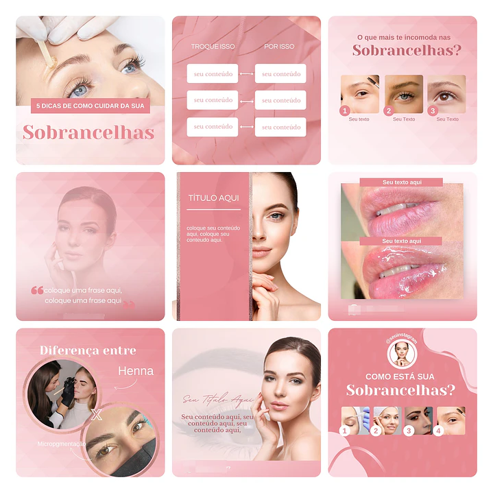 Pack Canva Micropigmentação Template Editável 50 Artes + Bônus 2