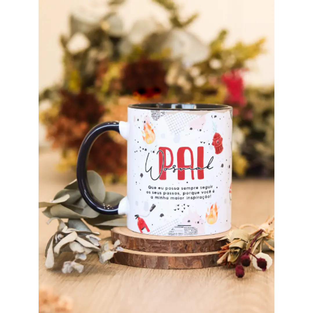 Artes para Caneca Meu herói Bombeiro Dia dos Pais em Png 1