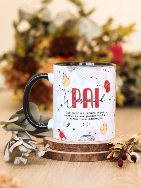 Artes para Caneca Meu herói Bombeiro Dia dos Pais em Png