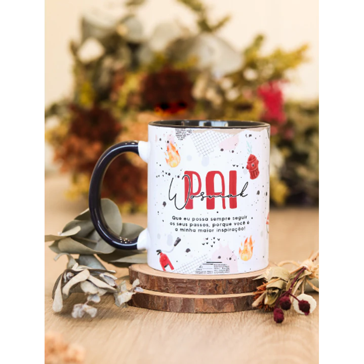 Artes para Caneca Meu herói Bombeiro Dia dos Pais em Png 1