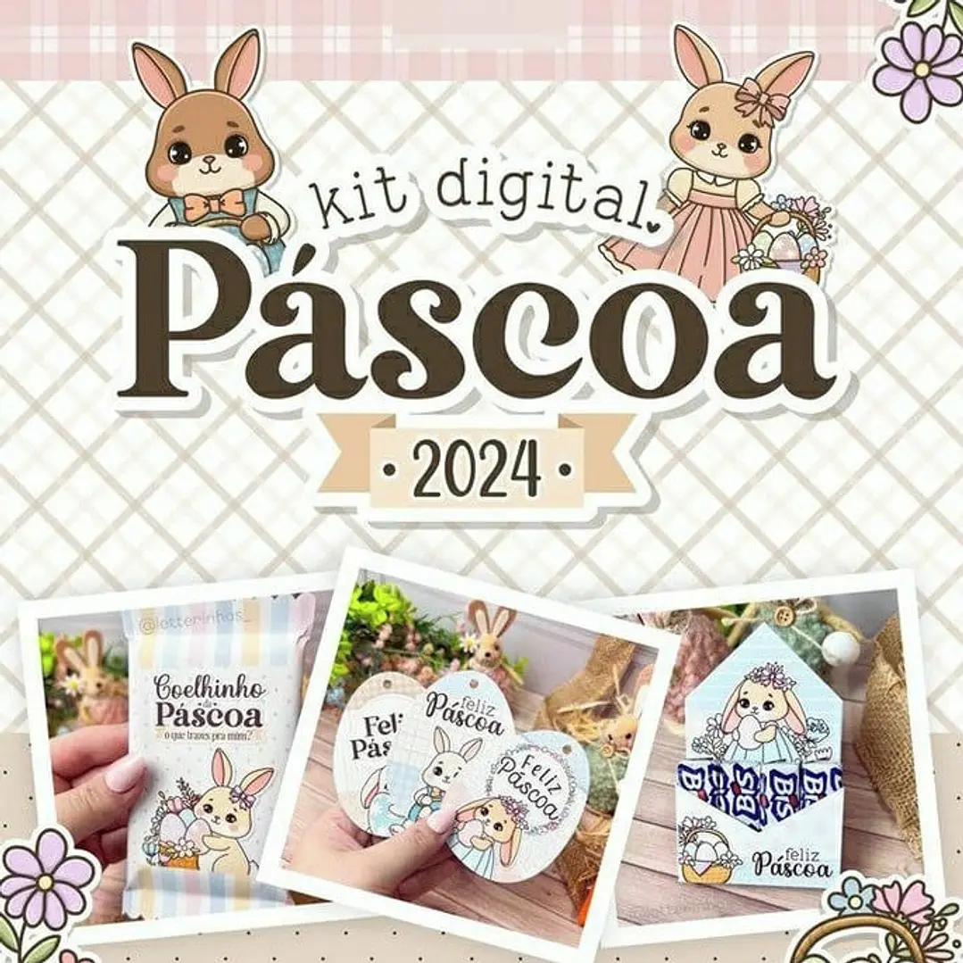 Kit Digital Cartões Tags Pascoa em Jpg 1