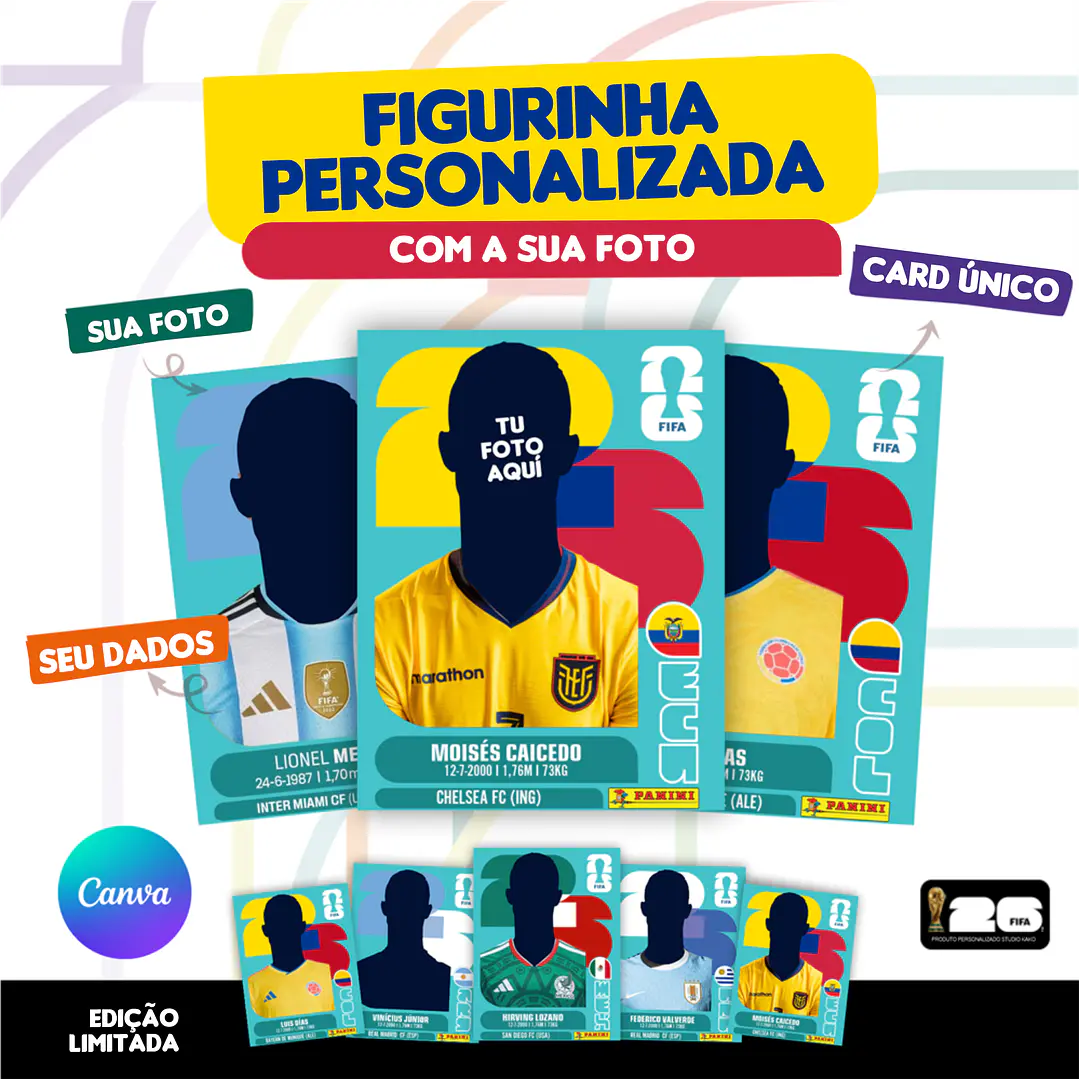 Figurinha da Copa do Mundo 2026 Personalizada Equador - Editável no Canva 1