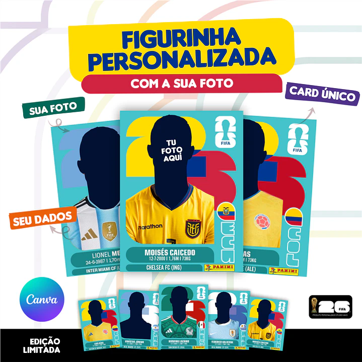 Figurinha da Copa do Mundo 2026 Personalizada Equador - Editável no Canva 1