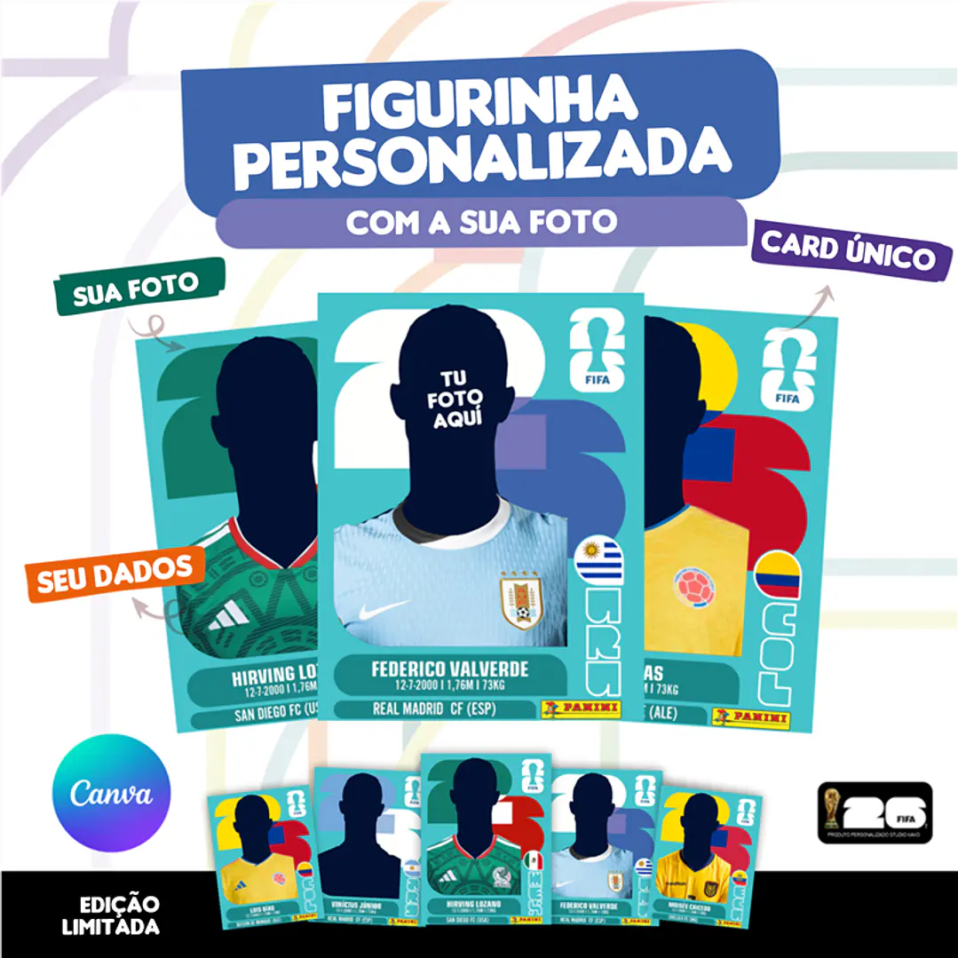 Figurinha da Copa do Mundo 2026 Personalizada Uruguai - Editável no Canva 1