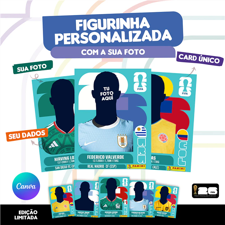 Figurinha da Copa do Mundo 2026 Personalizada Uruguai - Editável no Canva 1