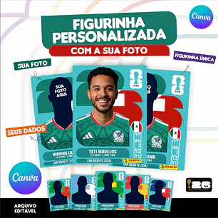 Figurinha da Copa do Mundo 2026 Personalizada México - Editável no Canva