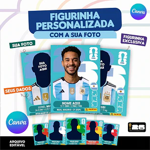 Figurinha da Copa do Mundo 2026 Personalizada Argentina - Editável no Canva