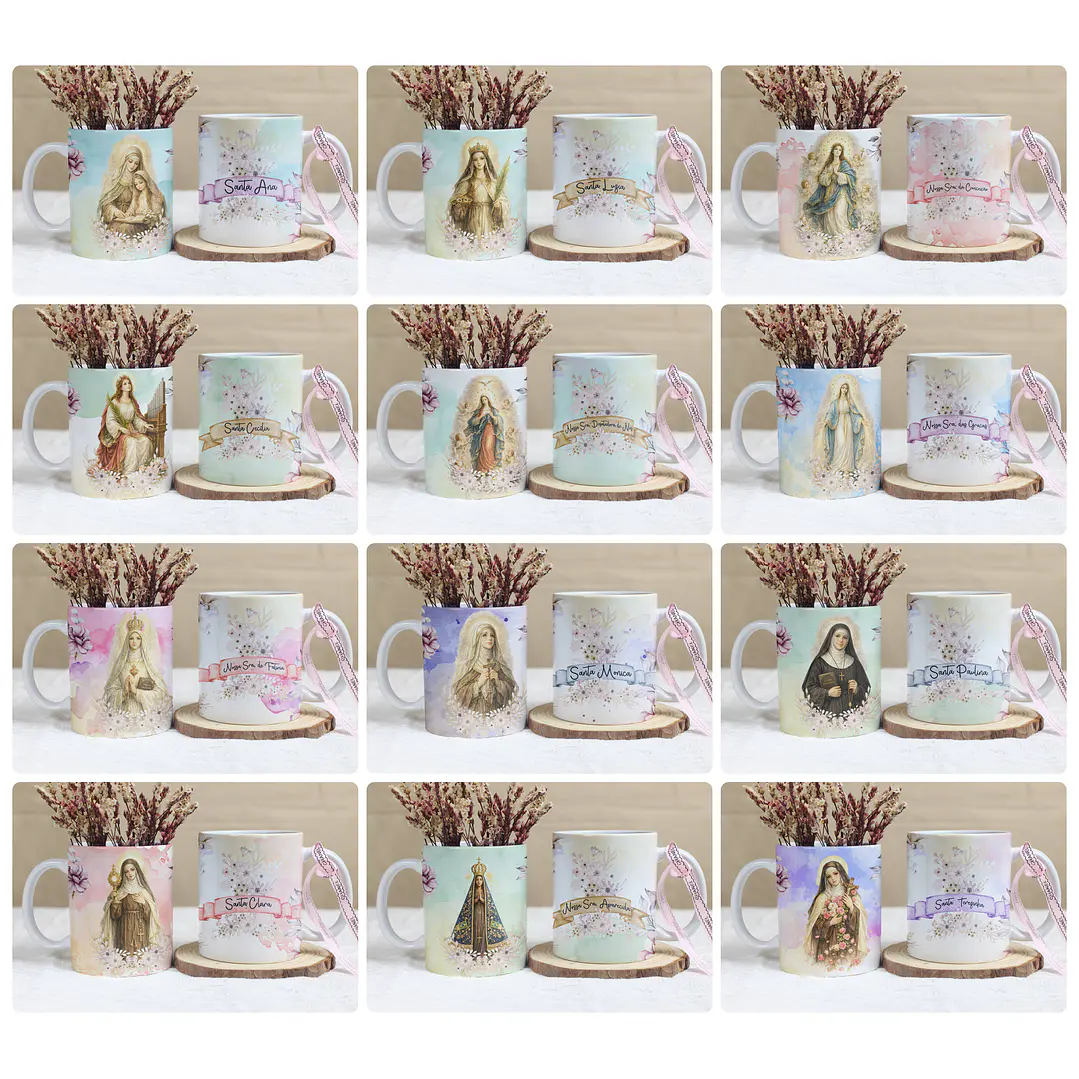 14 Artes para Caneca Santinhos Católicos Arquivo Editável 1