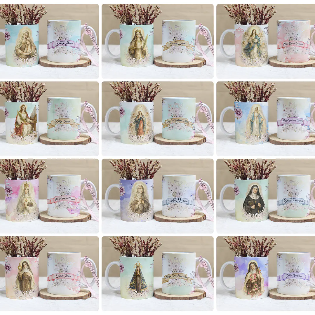 14 Artes para Caneca Santinhos Católicos Arquivo Editável 1