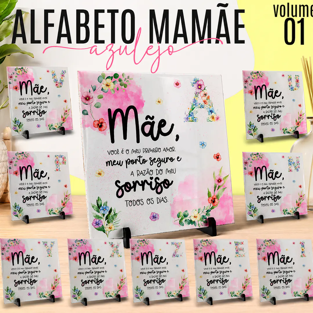 52 Artes para Azulejo e Caneca Alfabeto Dia das Mães Arquivo em Png  4