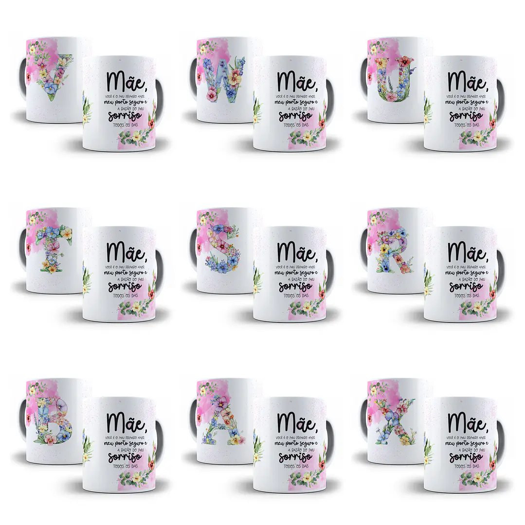 52 Artes para Azulejo e Caneca Alfabeto Dia das Mães Arquivo em Png  1