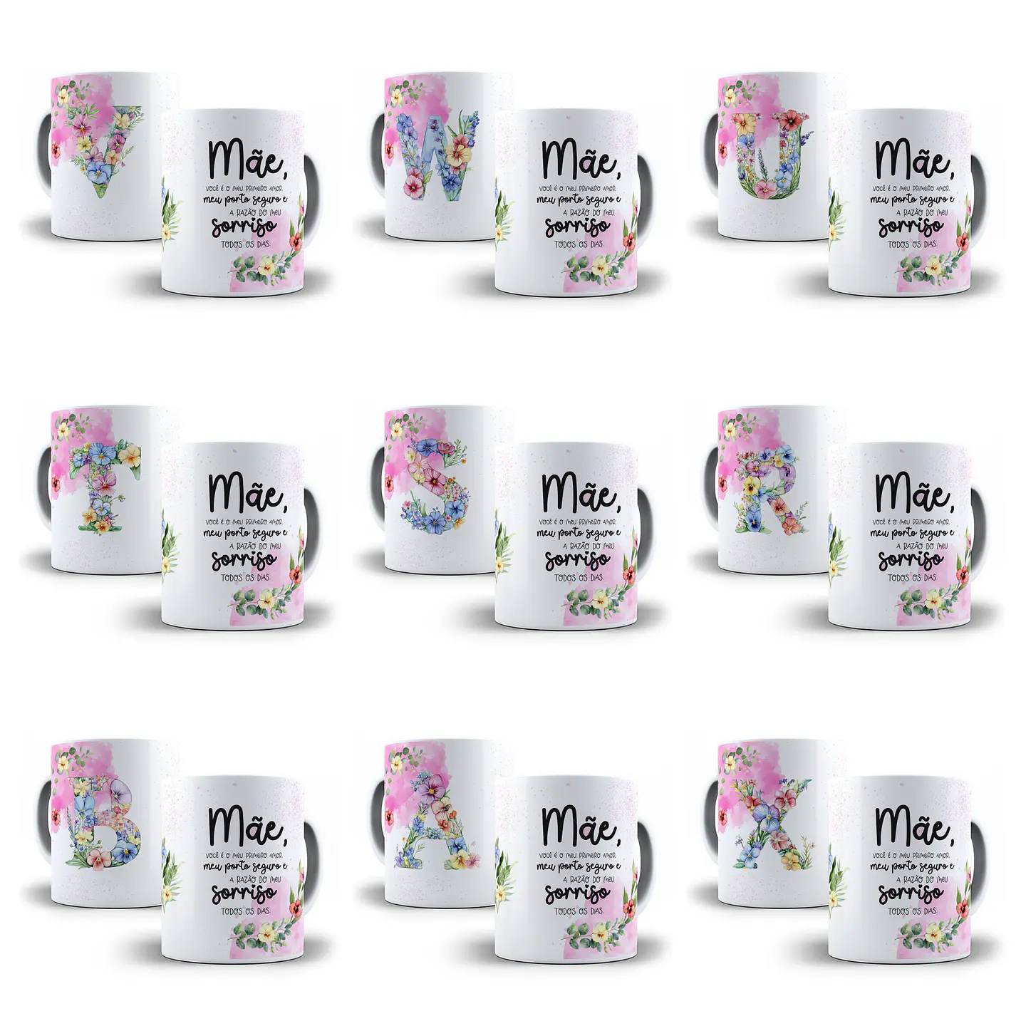52 Artes para Azulejo e Caneca Alfabeto Dia das Mães Arquivo em Png  1