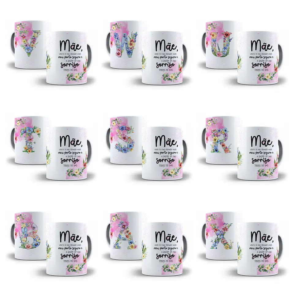 52 Artes para Azulejo e Caneca Alfabeto Dia das Mães Arquivo em Png  1
