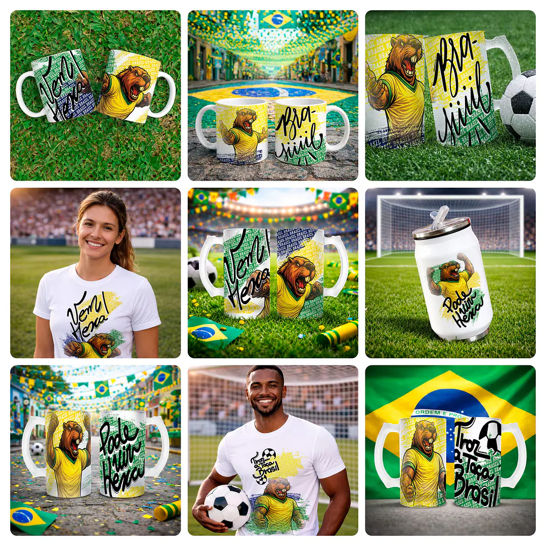 17 Artes para Caneca Camisa e Copo Sublimação Copa do Mundo Brasil Capivara Arquivo em Png 2