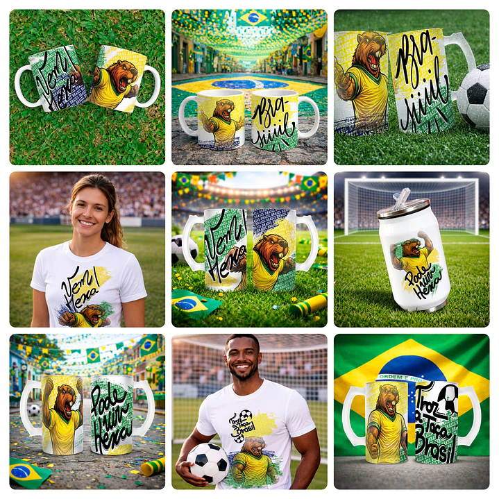 17 Artes para Caneca Camisa e Copo Sublimação Copa do Mundo Brasil Capivara Arquivo em Png 2