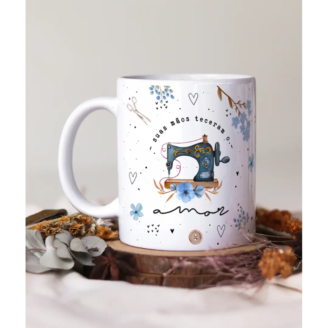 Artes para Caneca Costureira Suas Mãos teceram o amor - Mãe Azul Bebe em Png  3