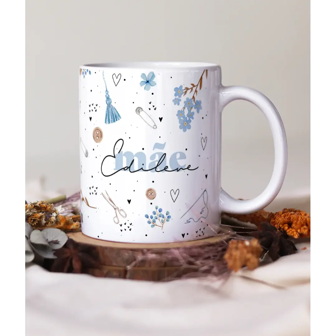 Artes para Caneca Costureira Suas Mãos teceram o amor - Mãe Azul Bebe em Png  4