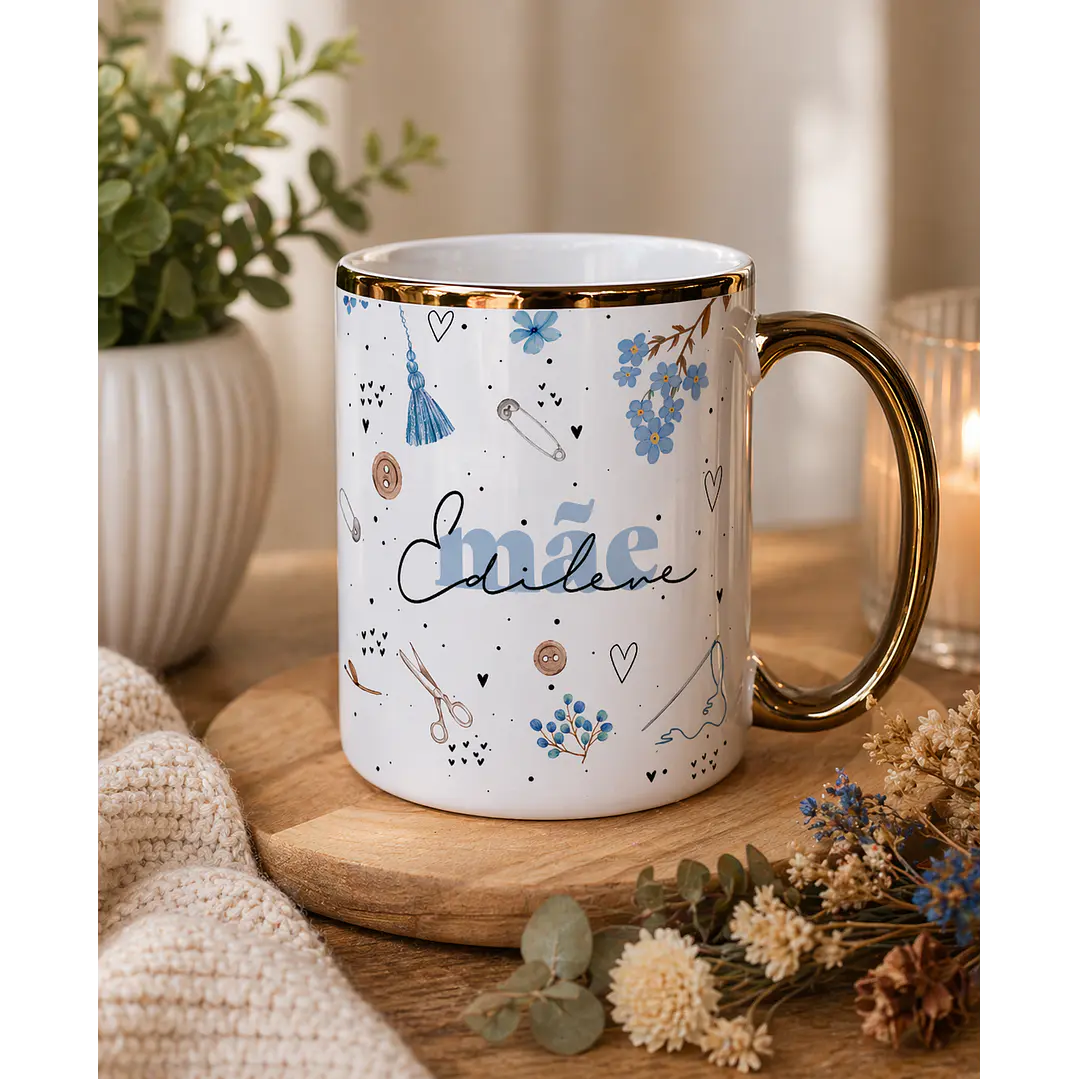Artes para Caneca Costureira Suas Mãos teceram o amor - Mãe Azul Bebe em Png  2