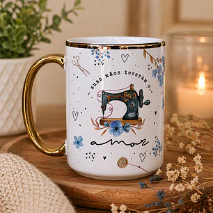Artes para Caneca Costureira Suas Mãos teceram o amor - Mãe Azul Bebe em Png 