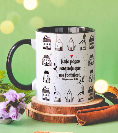 Artes para Caneca Tudo posso naquele que me fortalece em Png