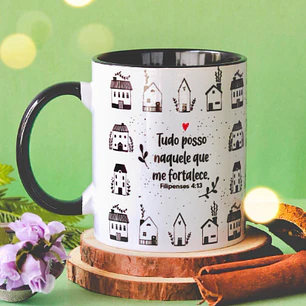 Artes para Caneca Tudo posso naquele que me fortalece em Png