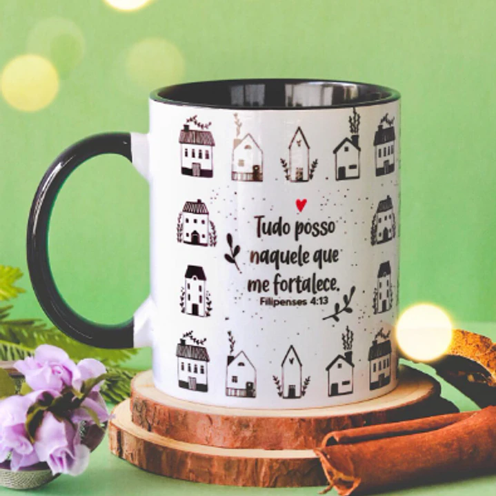 Artes para Caneca Tudo posso naquele que me fortalece em Png 1