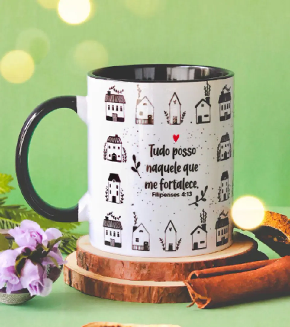Artes para Caneca Tudo posso naquele que me fortalece em Png 1