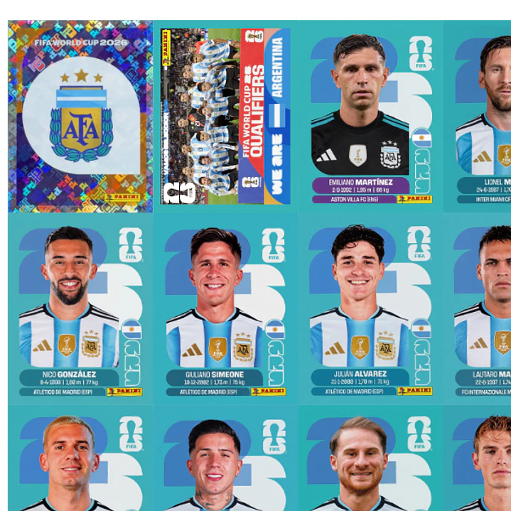 Figurinhas Argentina Copa 2026 para Imprimir (PDF) | Seleção Completa 2