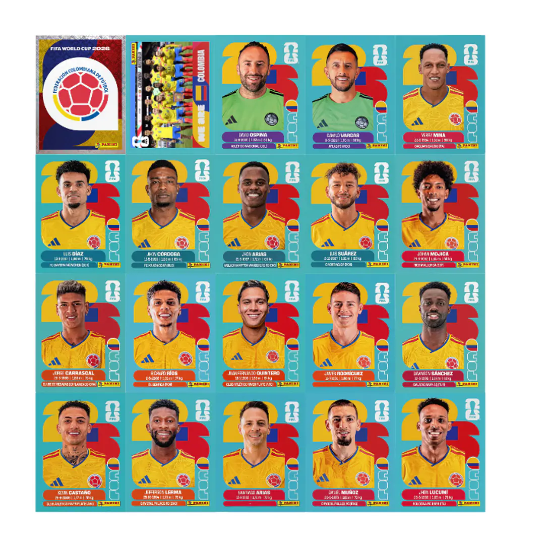 Figurinhas Colômbia Copa 2026 para Imprimir (PDF) | Seleção Completa 1