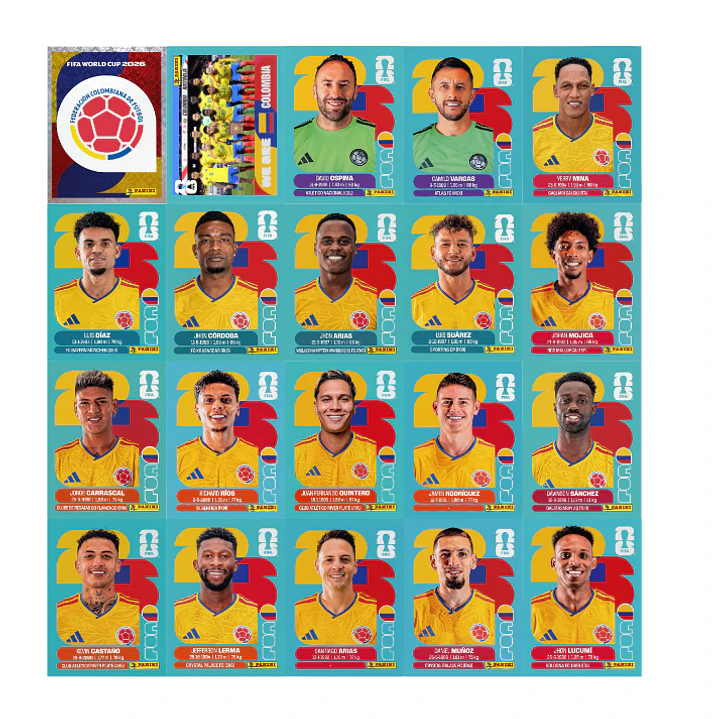 Figurinhas Colômbia Copa 2026 para Imprimir (PDF) | Seleção Completa 1