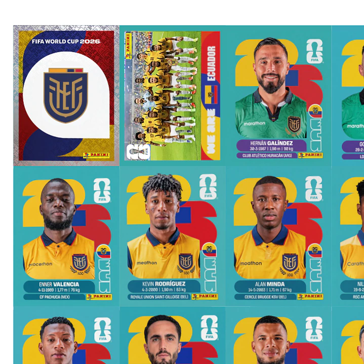 Figurinhas Equador Copa 2026 para Imprimir (PDF) | Seleção Completa 2