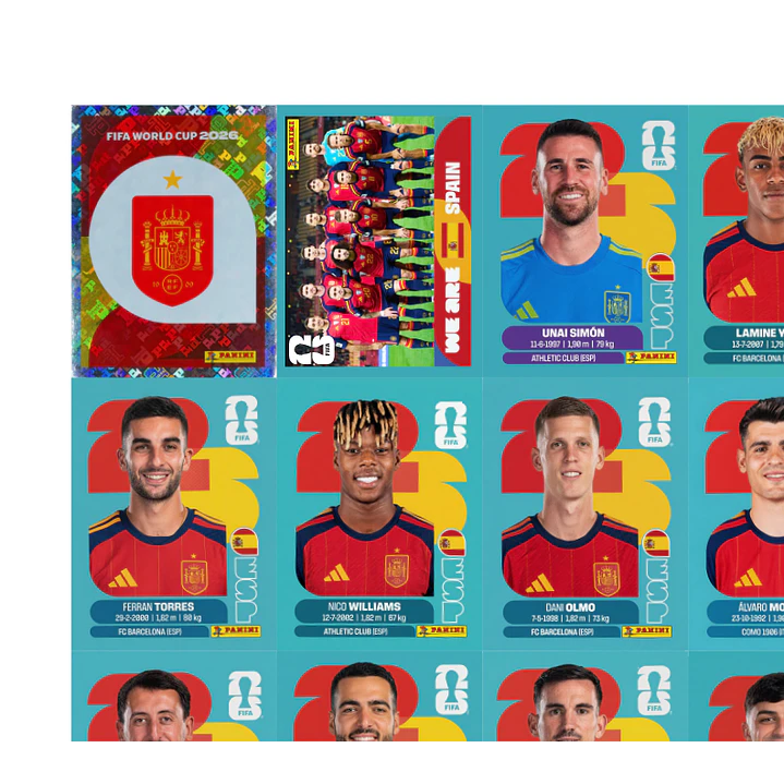 Figurinhas Espanha Copa 2026 para Imprimir (PDF) | Seleção Completa 2