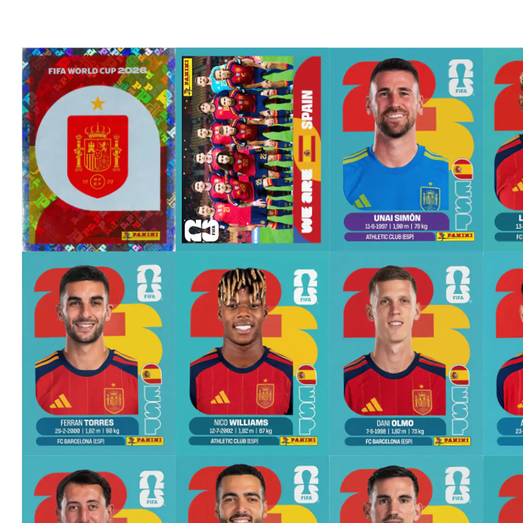 Figurinhas Espanha Copa 2026 para Imprimir (PDF) | Seleção Completa 2