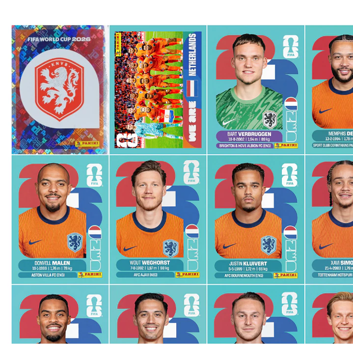 Figurinhas Holanda Copa 2026 para Imprimir (PDF) | Seleção Completa 2