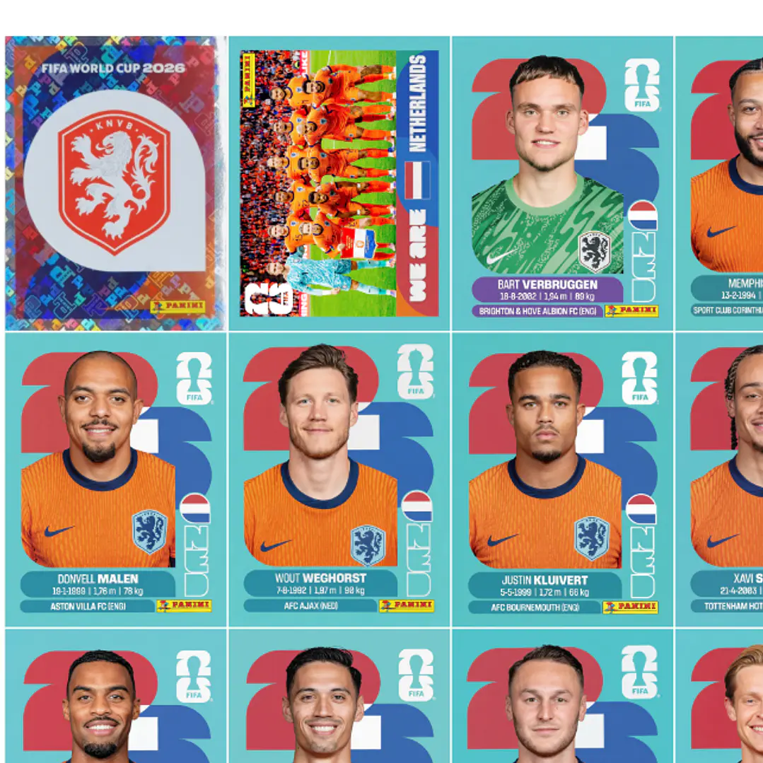 Figurinhas Holanda Copa 2026 para Imprimir (PDF) | Seleção Completa 2