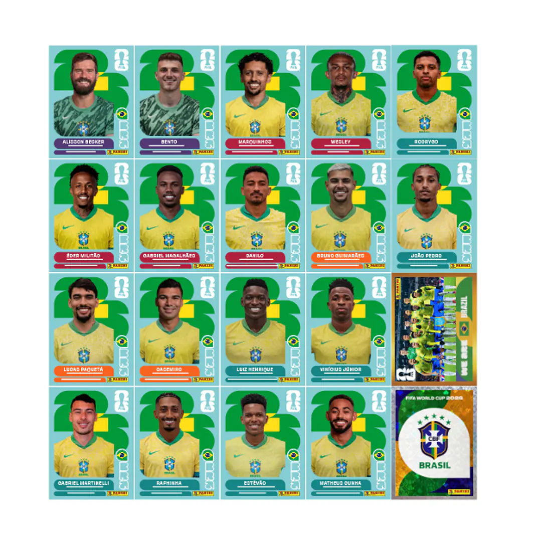 Figurinhas Brasil Copa 2026 para Imprimir (PDF) | Seleção Completa 1