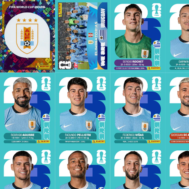 Figurinhas Uruguai Copa 2026 para Imprimir (PDF) | Seleção Completa 2