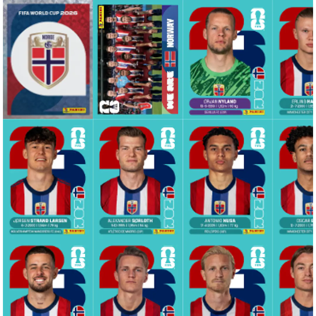 Figurinhas Noruega Copa 2026 para Imprimir (PDF) | Seleção Completa 2