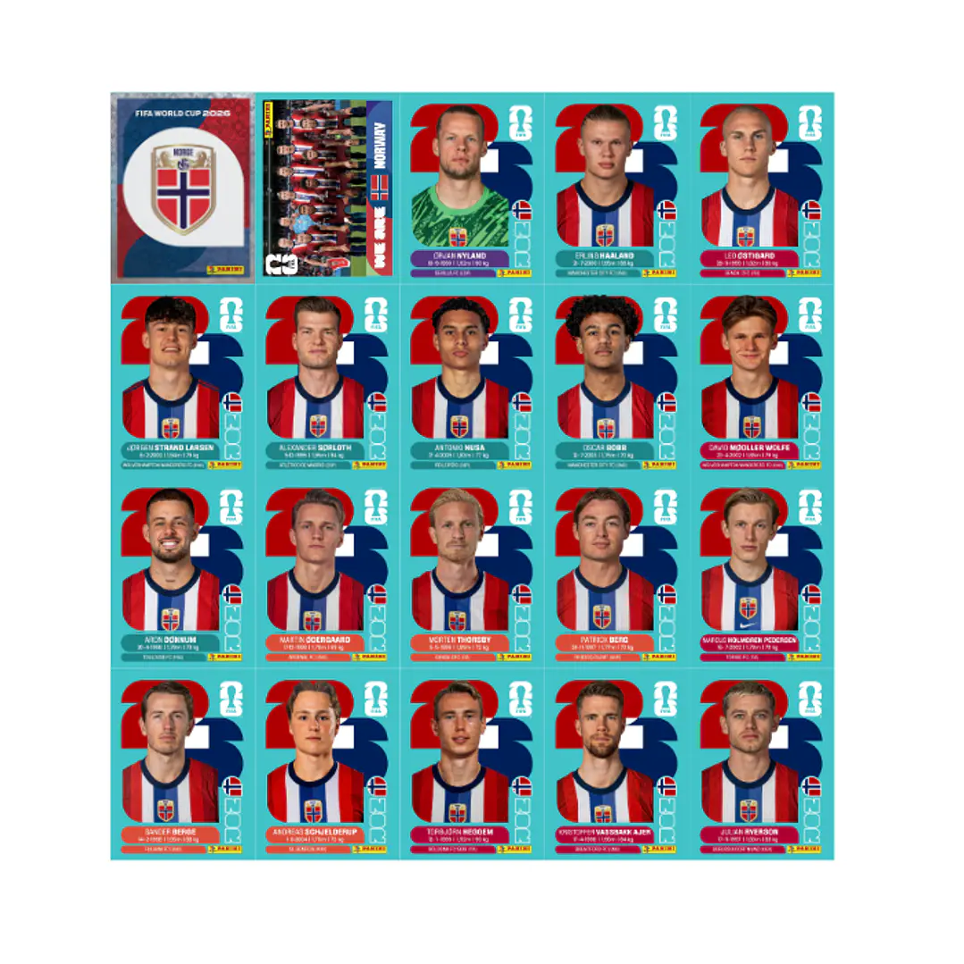 Figurinhas Noruega Copa 2026 para Imprimir (PDF) | Seleção Completa 1