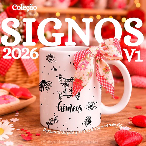 12 Artes para Caneca Signos Arquivo Editável 