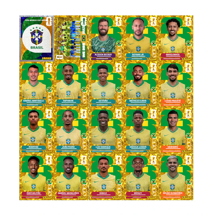 Figurinha Brasil Gold Crumple para Imprimir (PDF) | Versão Dourada Especial 1