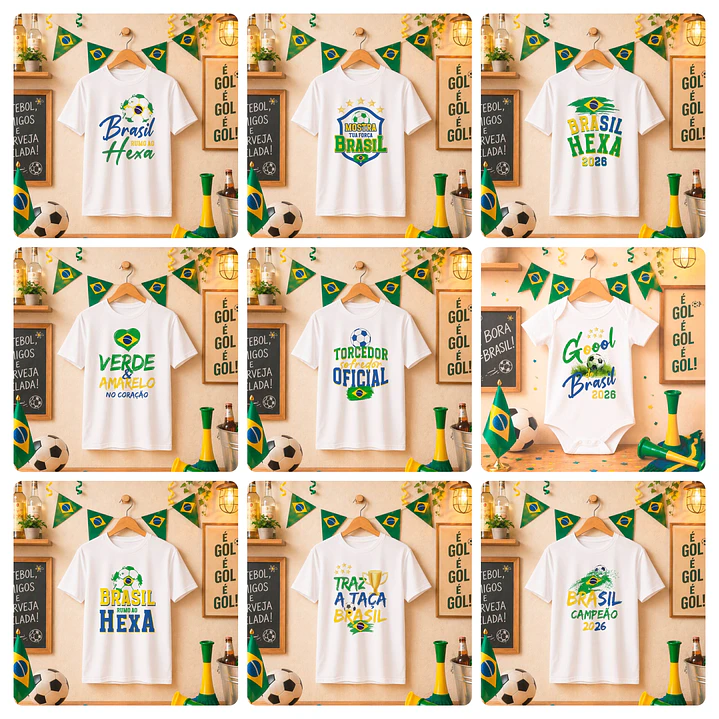 20 Artes para Camisa Copo Copa do Mundo 2026 Brasil Arquivo Editável 2