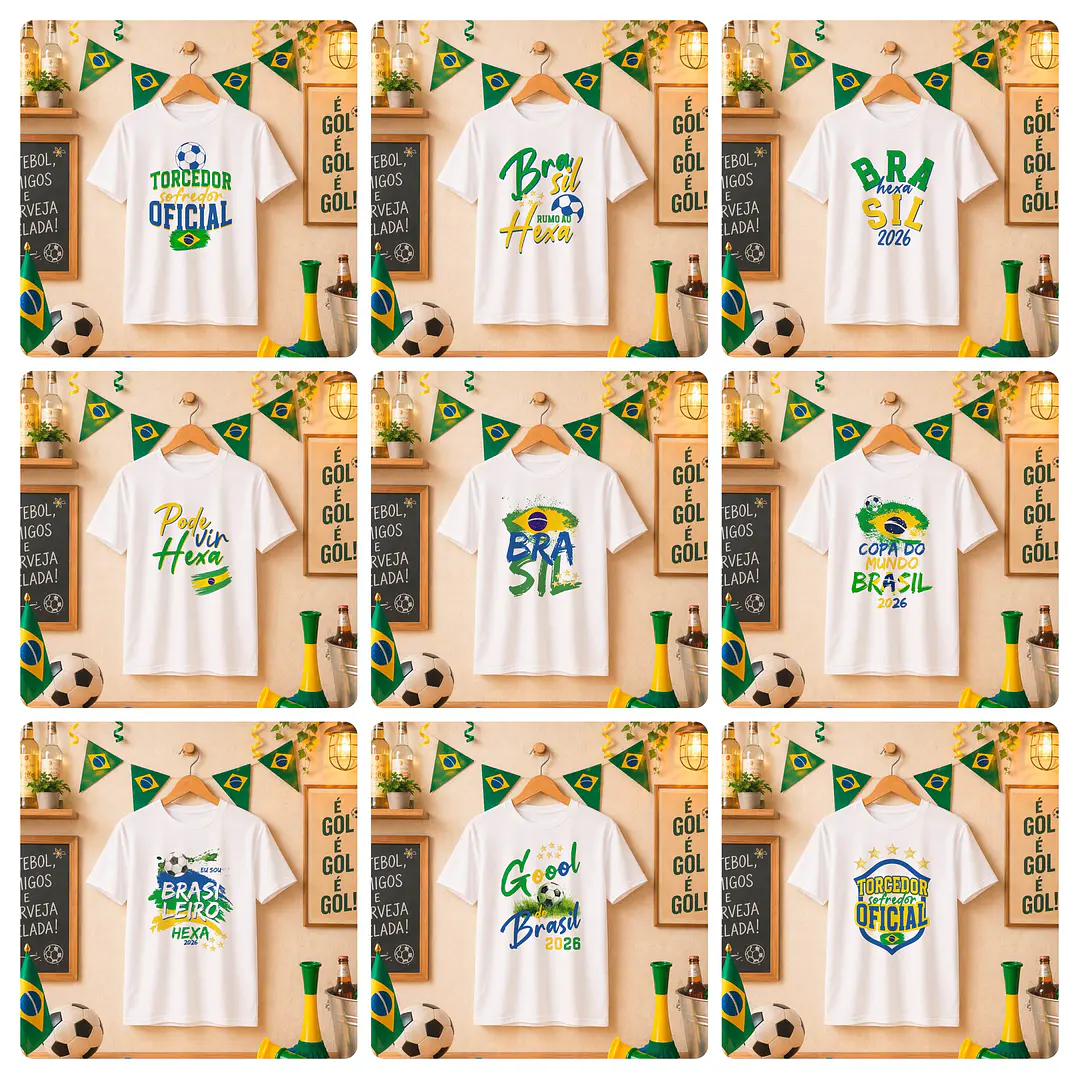 20 Artes para Camisa Copo Copa do Mundo 2026 Brasil Arquivo Editável 3