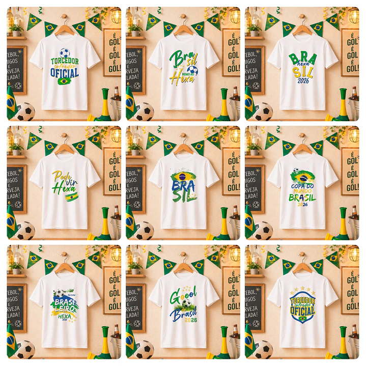 20 Artes para Camisa Copo Copa do Mundo 2026 Brasil Arquivo Editável 3