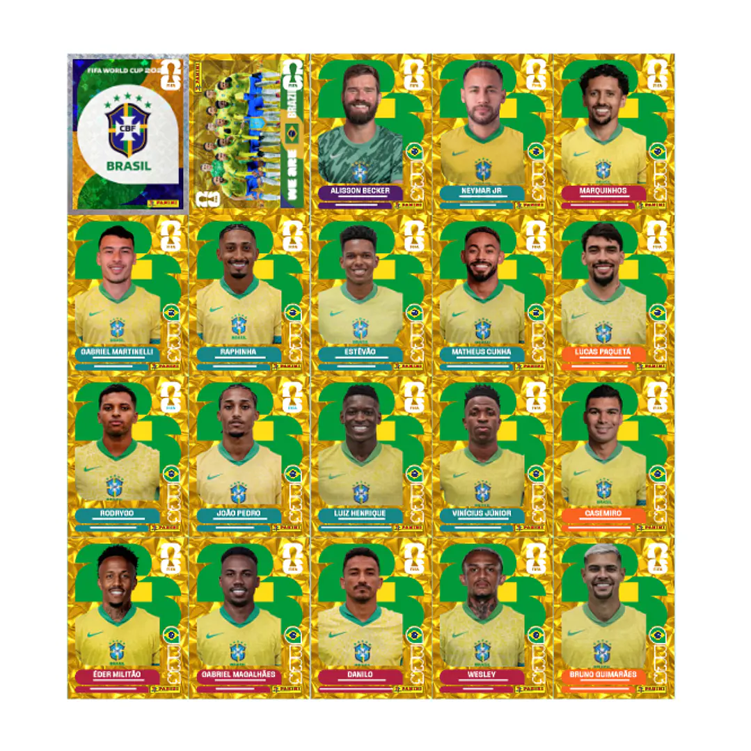Figurinha Brasil Gold Crumple para Imprimir (PDF) | Versão Dourada Especial 1