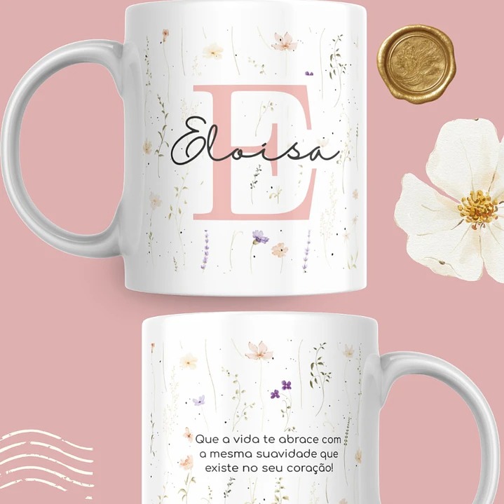 Artes para Caneca Frases Alfabeto Iniciais Arquivo Editável em Canva 4