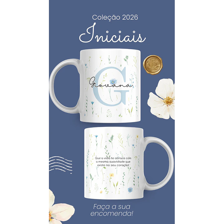 Artes para Caneca Frases Alfabeto Iniciais Arquivo Editável em Canva 5