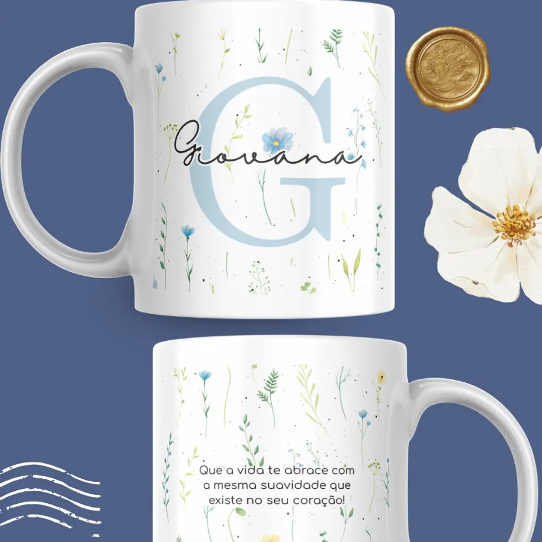Artes para Caneca Frases Alfabeto Iniciais Arquivo Editável em Canva 5