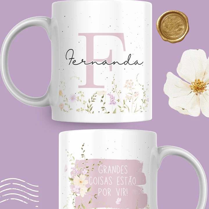 Artes para Caneca Frases Alfabeto Iniciais Arquivo Editável em Canva 7